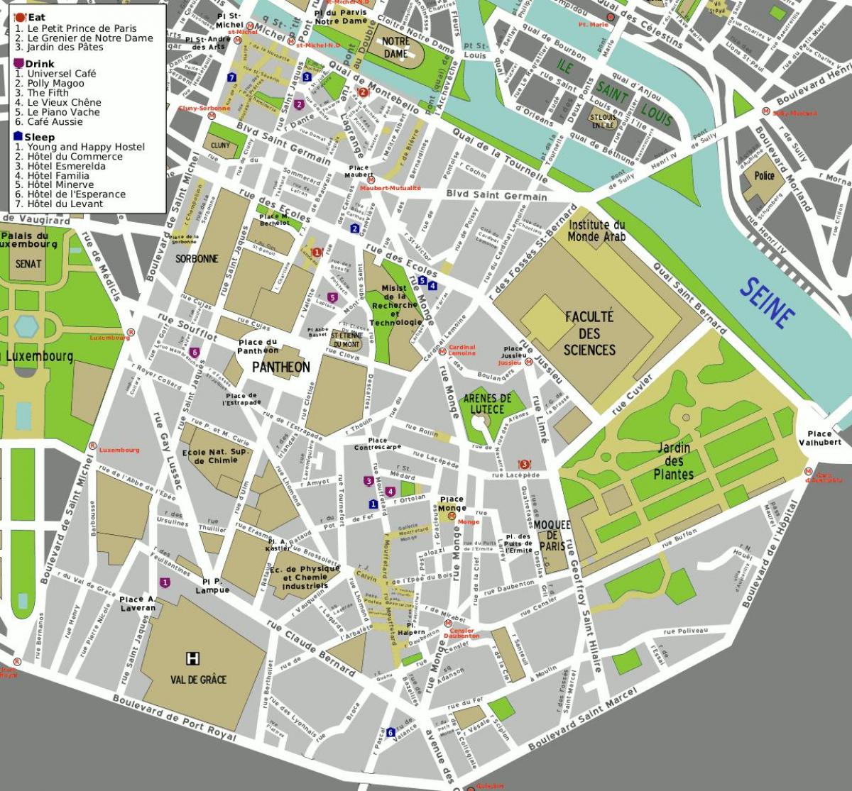 Peta dari 5th arrondissement, Paris