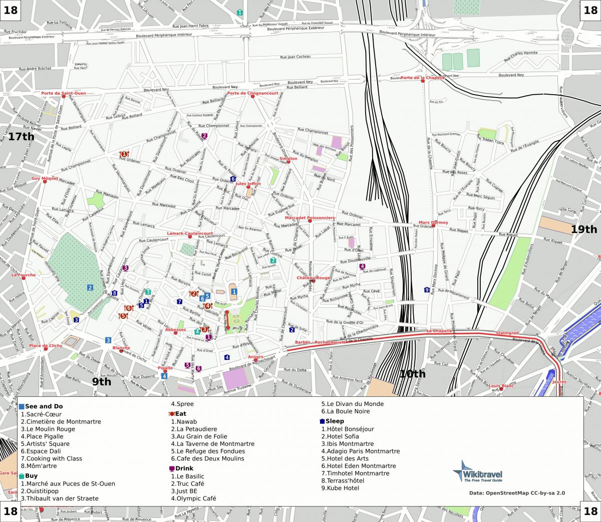 Peta dari arondisemen ke-18 dari Paris