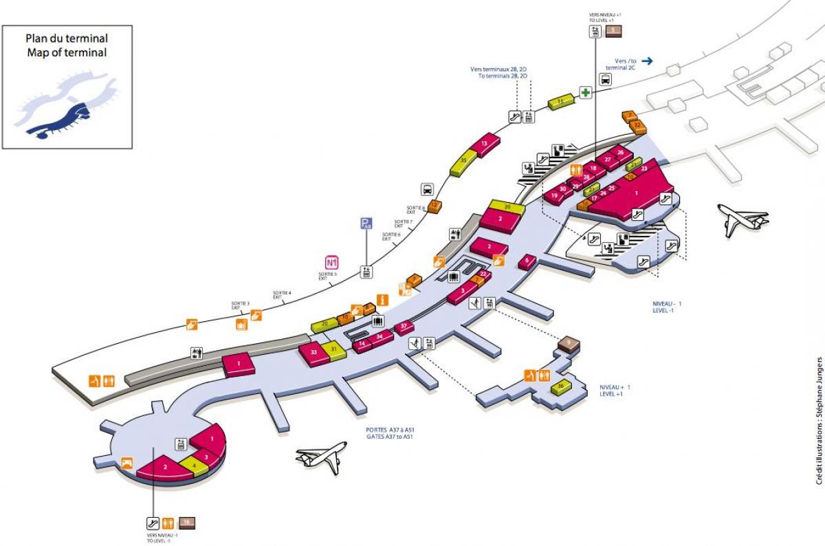 Peta dari CDG airport terminal 2A