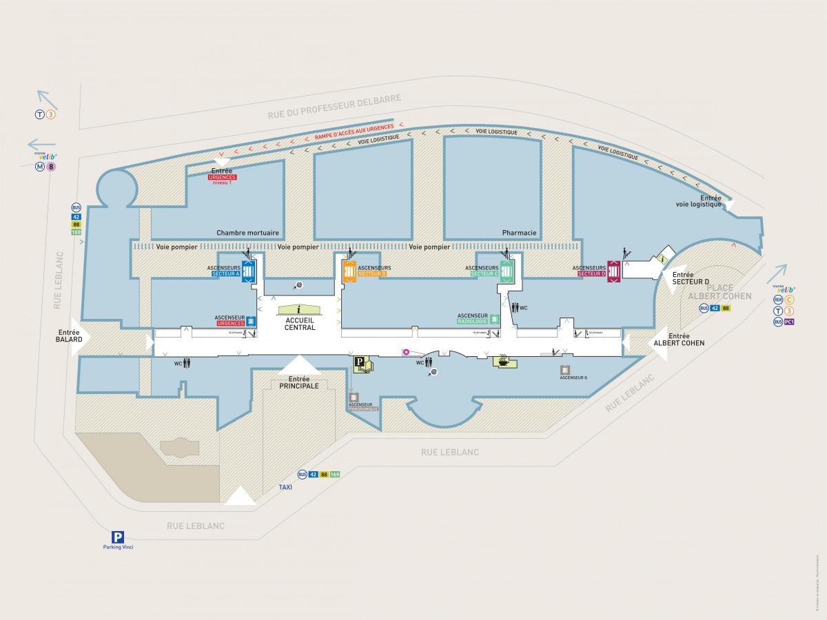 Peta dari Georges Pompidou hospital