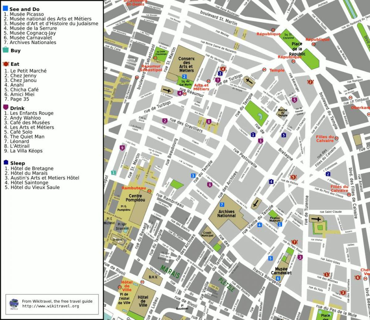 Peta dari 3rd arrondissement, Paris
