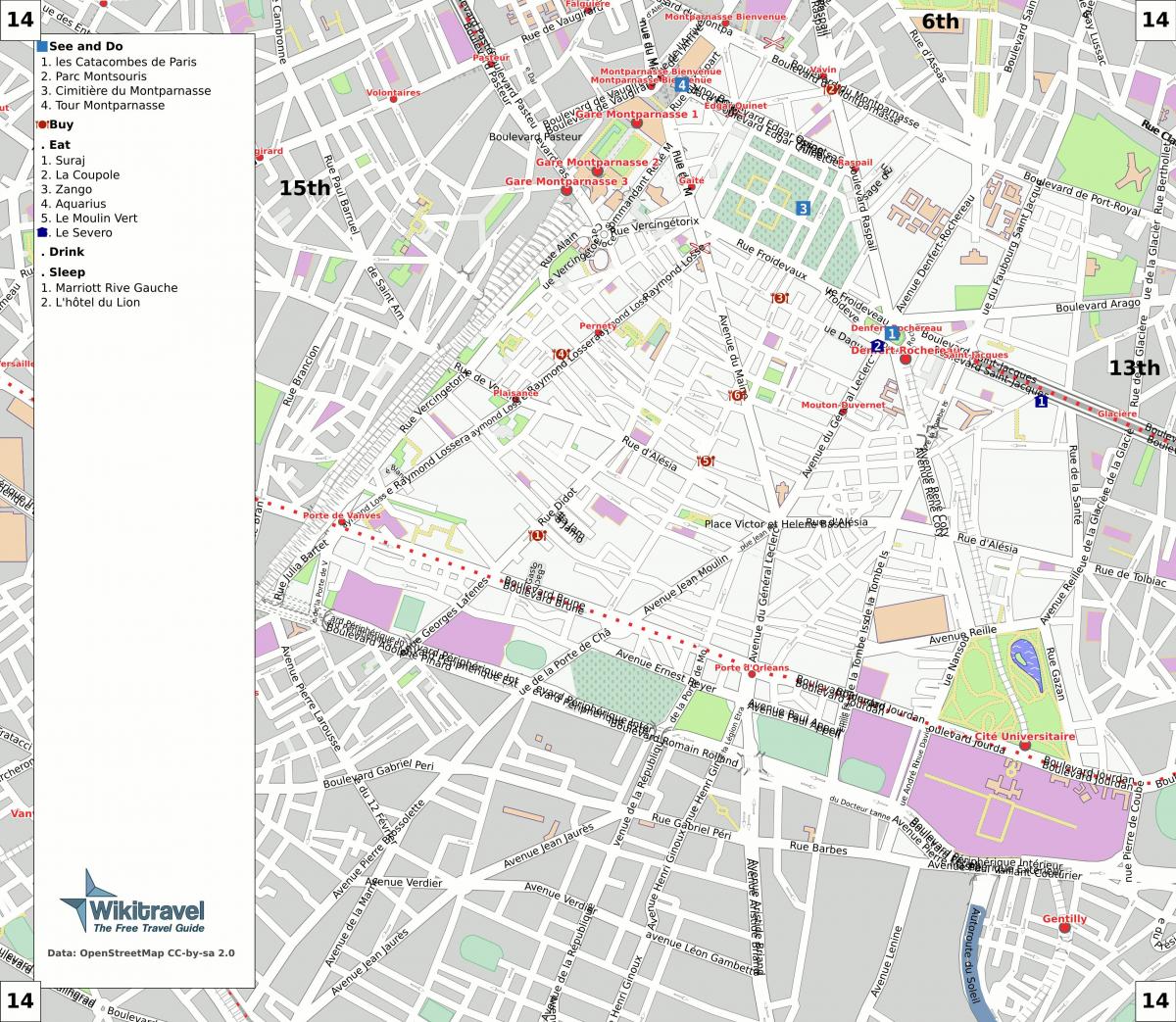 Peta dari arondisemen ke-14 dari Paris