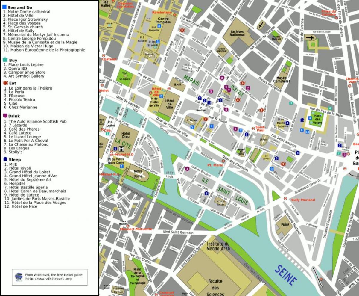 Peta dari arondisemen ke-4 Paris