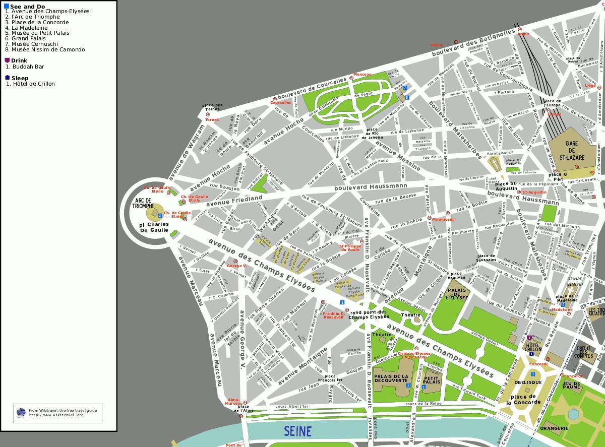 Peta dari arondisemen ke-8 dari Paris