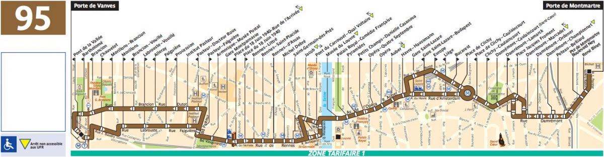 Peta dari bus Paris line 95