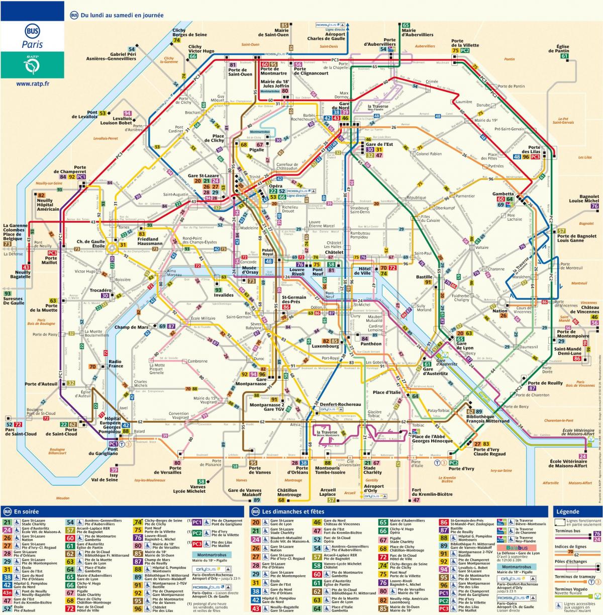 Peta dari RATP bus
