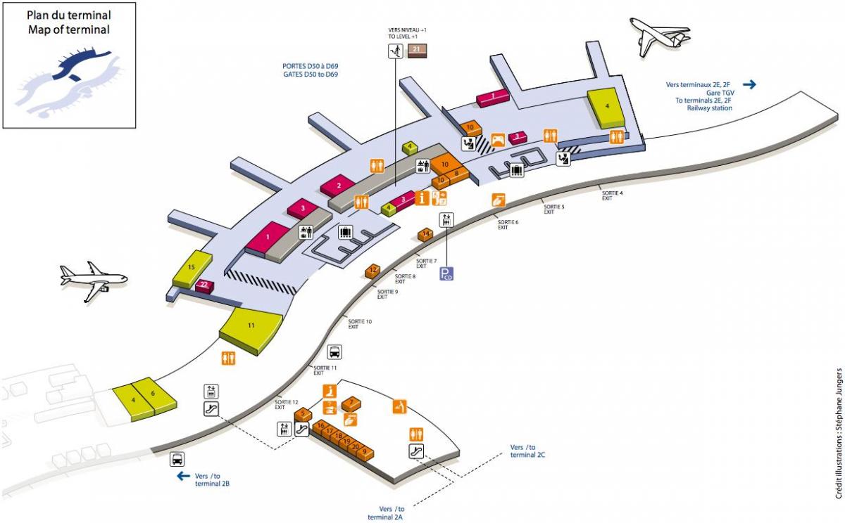 Peta dari CDG airport terminal 2D
