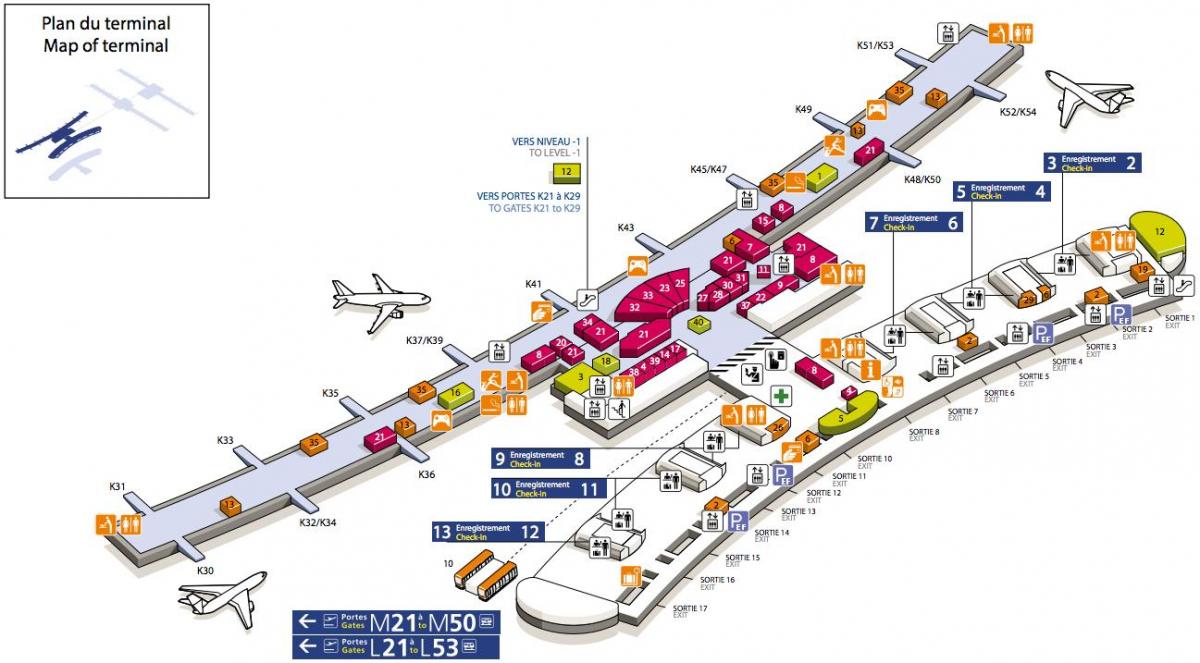 Peta dari CDG airport terminal 2E