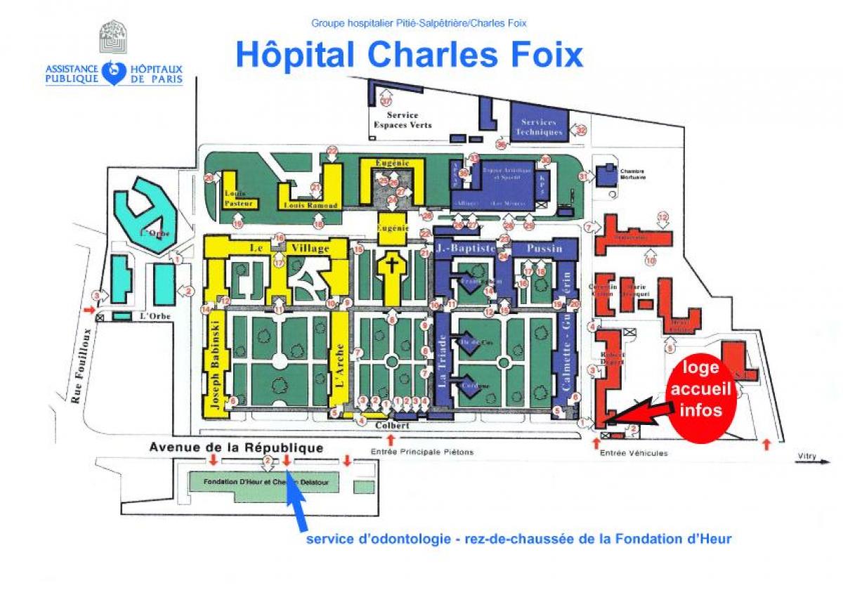 Peta dari Charles-Foix rumah sakit