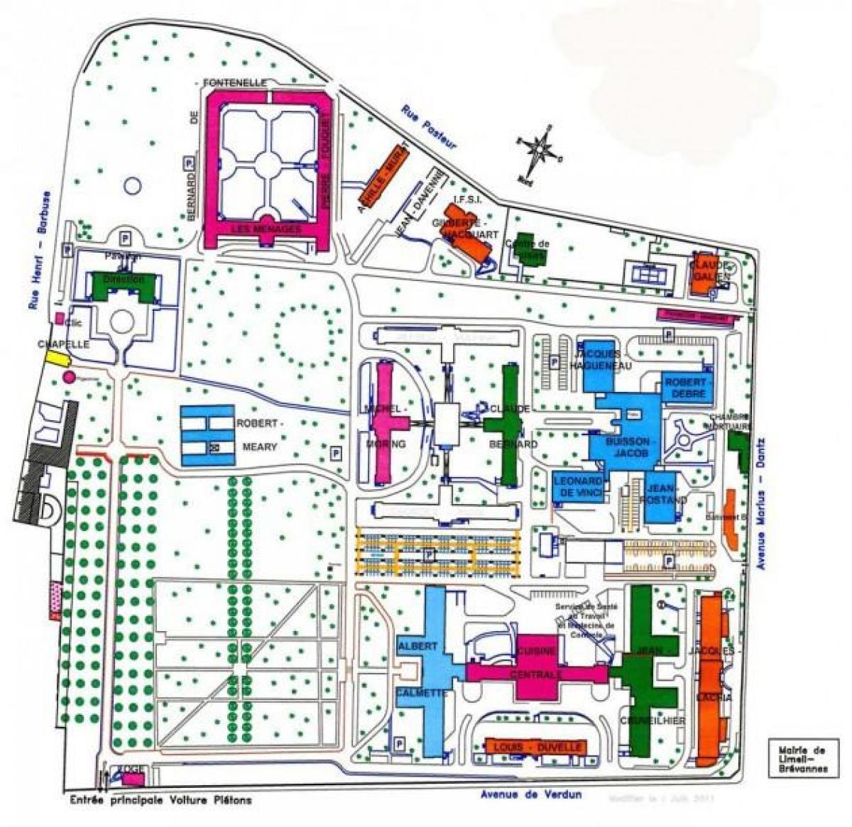 Peta dari Emile-Roux rumah sakit