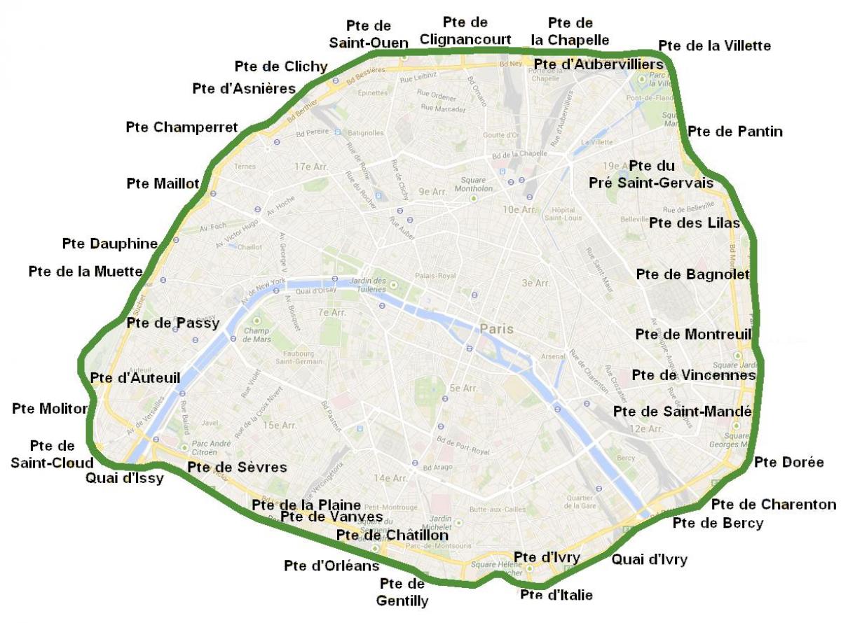 Peta dari gerbang Kota Paris