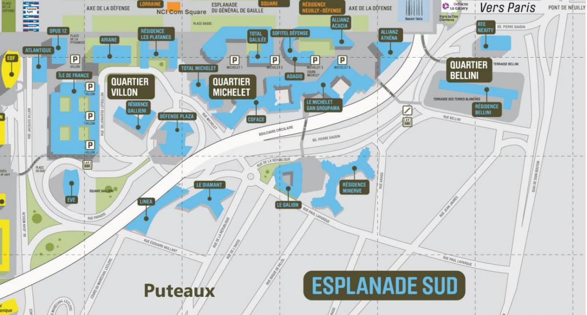 Peta dari La Défense Selatan Esplanade