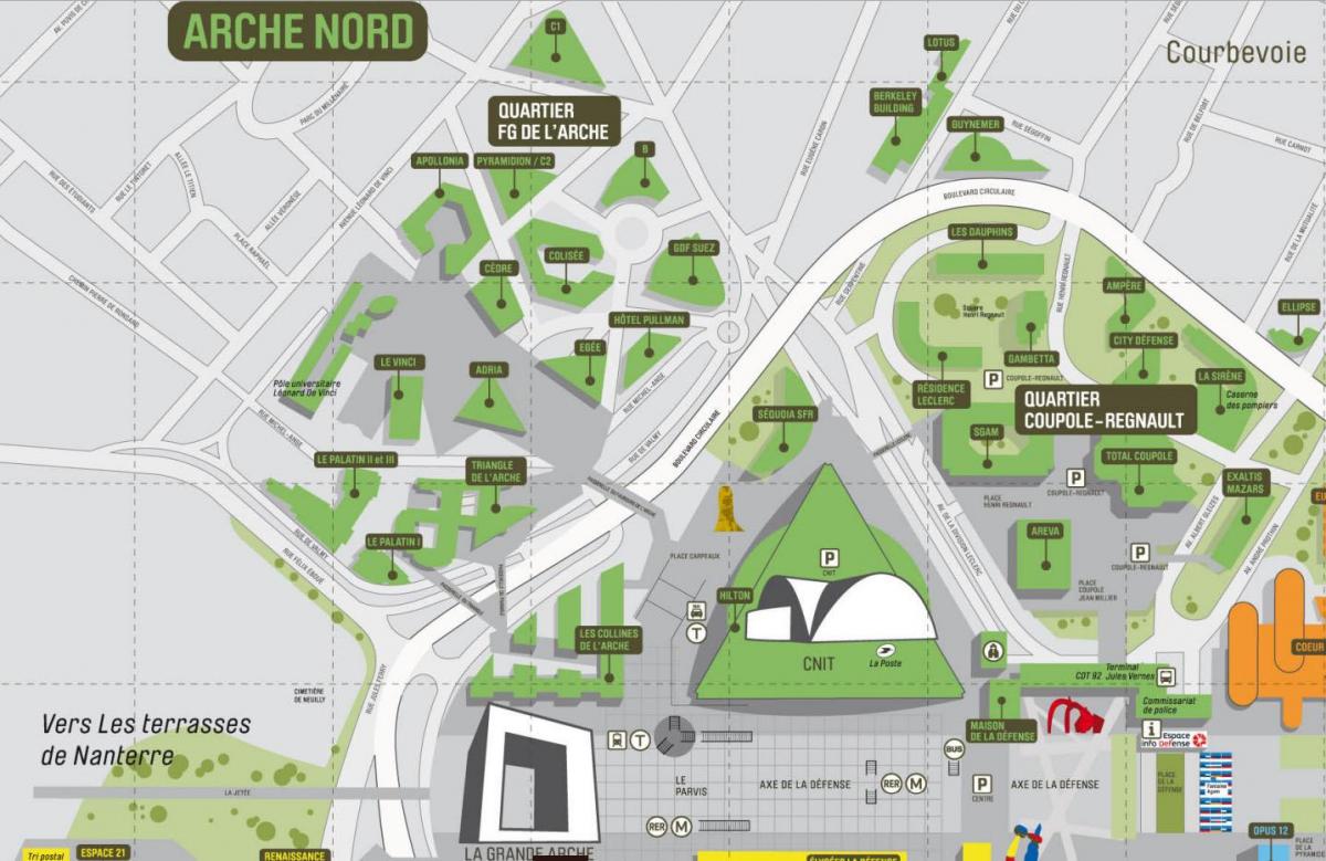 Peta dari La Défense Utara Arche