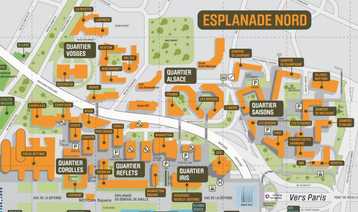 Peta dari La Défense Utara Esplanade