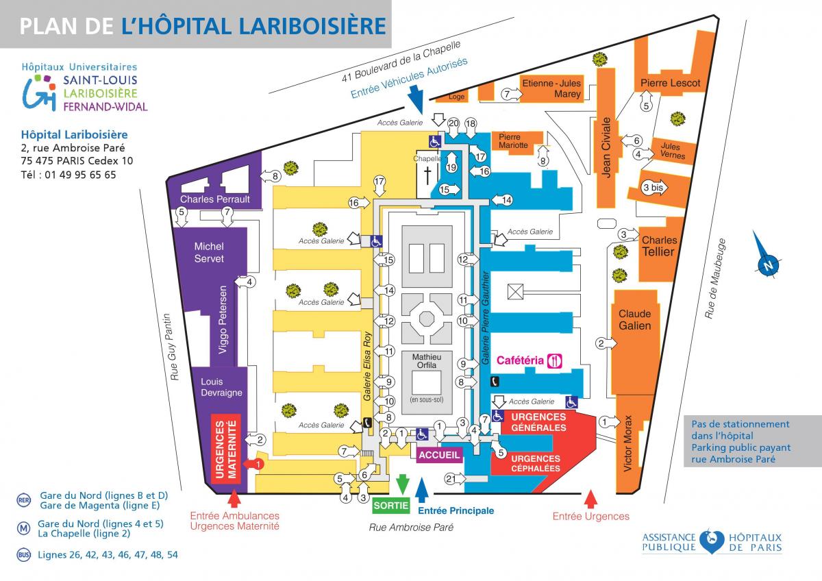 Peta dari Lariboisiere rumah sakit