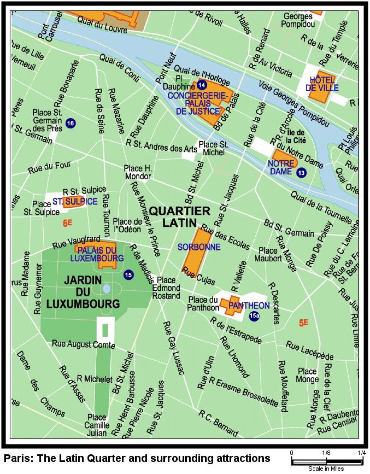 Peta dari Latin Quarter di Paris