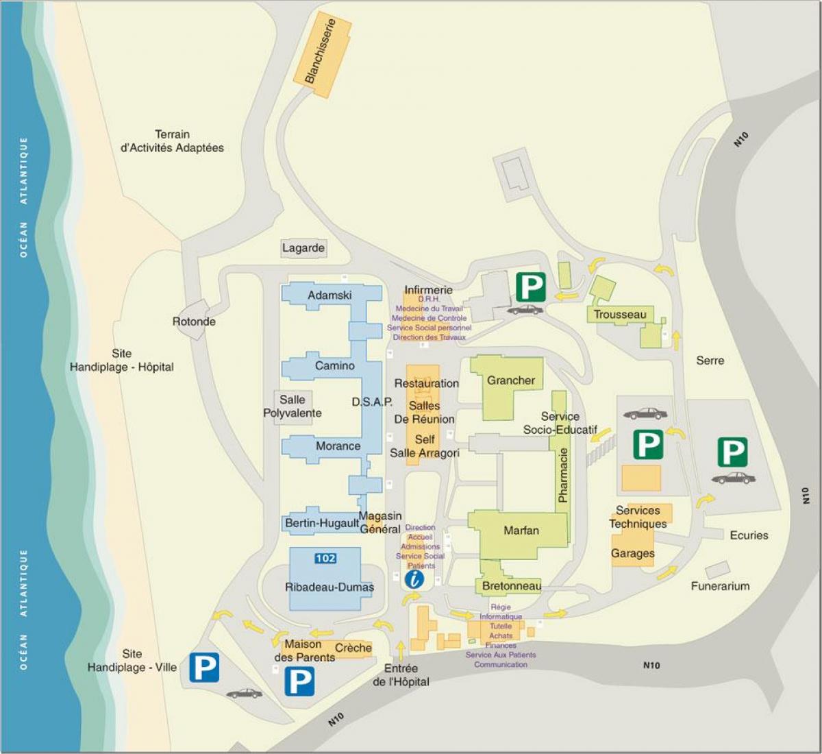 Peta dari Marin de Hendaye rumah sakit