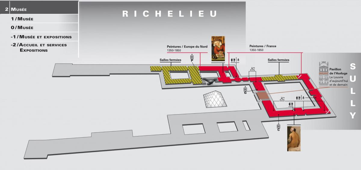 Peta dari Museum Louvre Tingkat 2