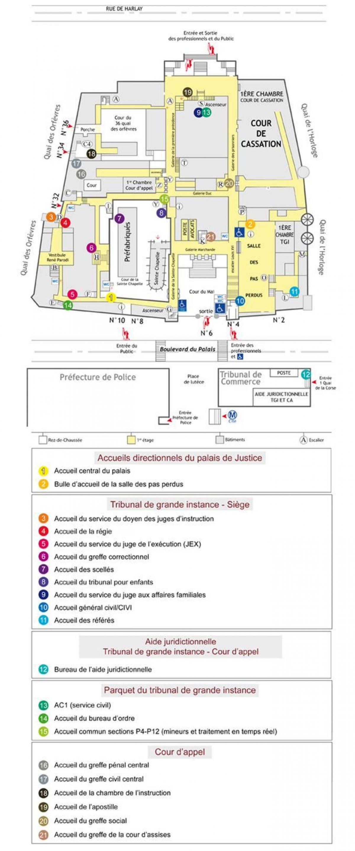 Peta dari Palais de Justice Paris