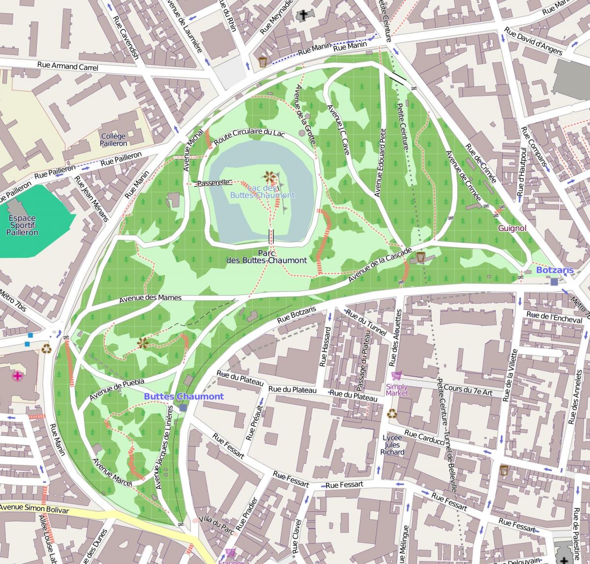 Peta dari Parc des Buttes-Chaumont