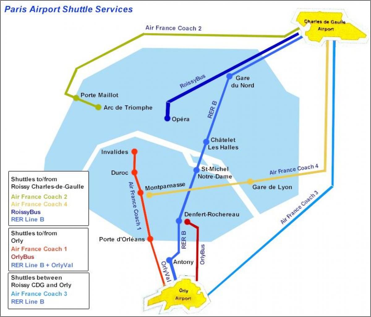 Peta dari Paris antar-jemput bandara
