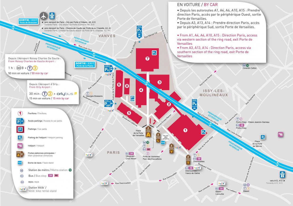 Peta dari Paris expo Porte de Versailles