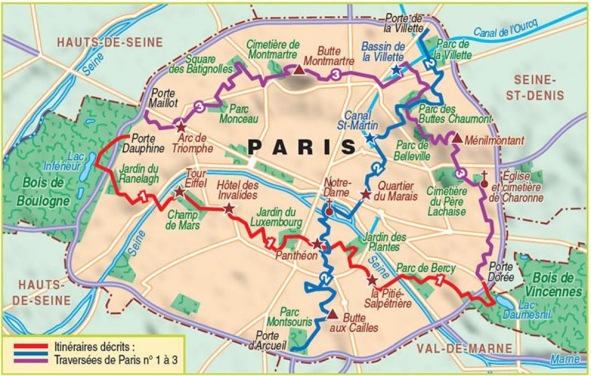 Peta dari Paris hiking