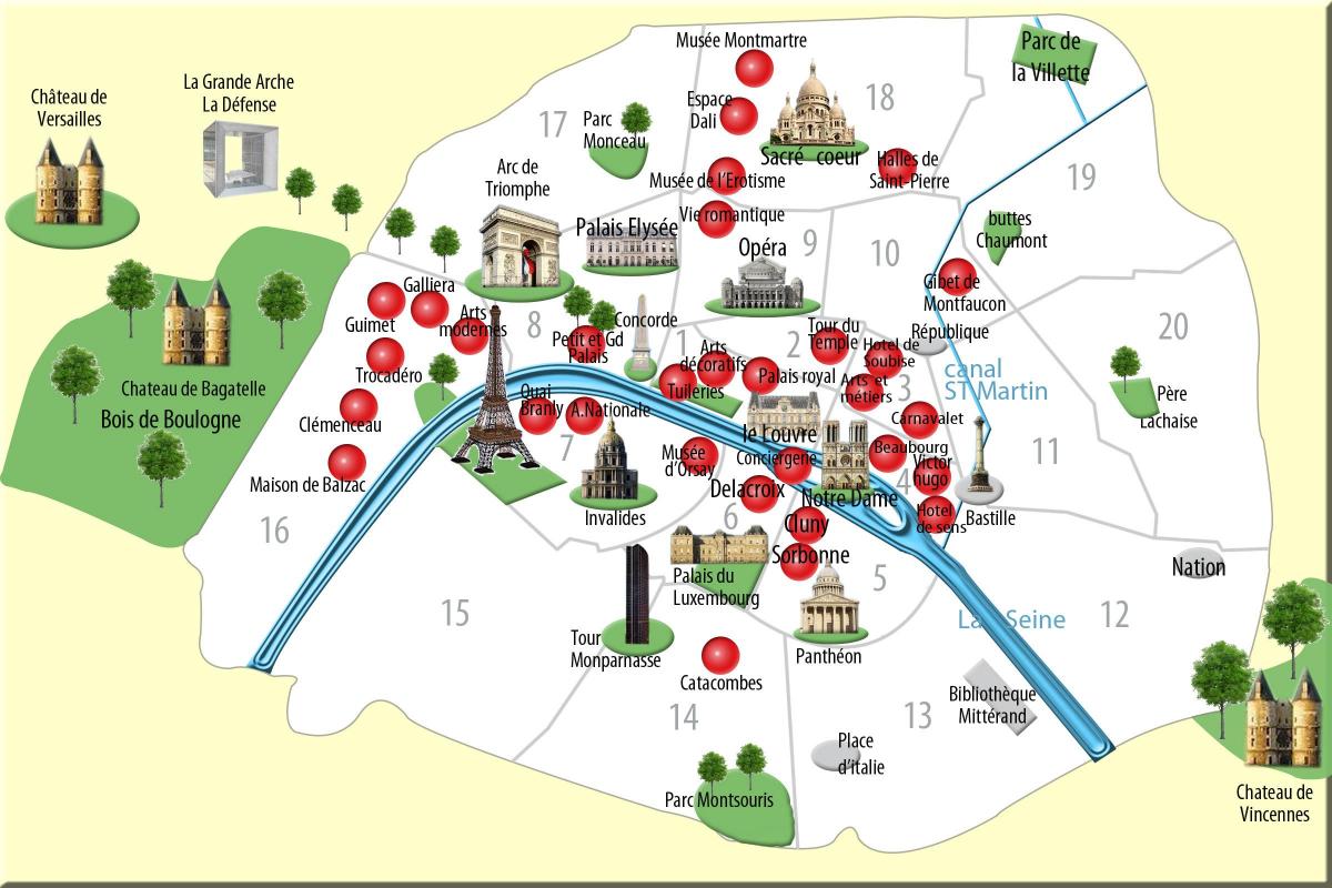 Peta dari paris monumen