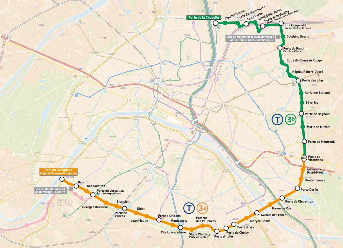 Peta dari Paris Trem
