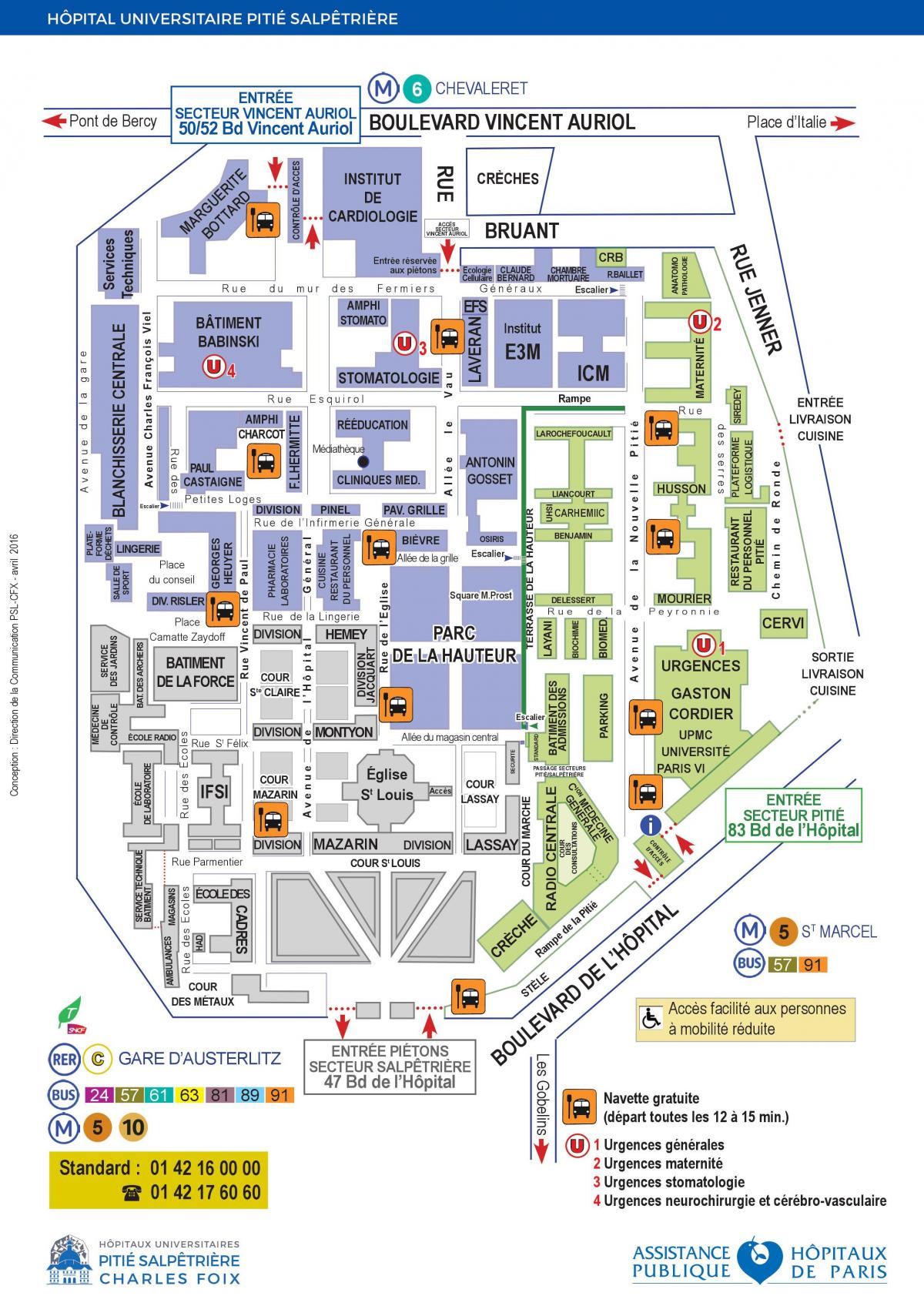 Peta dari Pitie Tengah rumah sakit