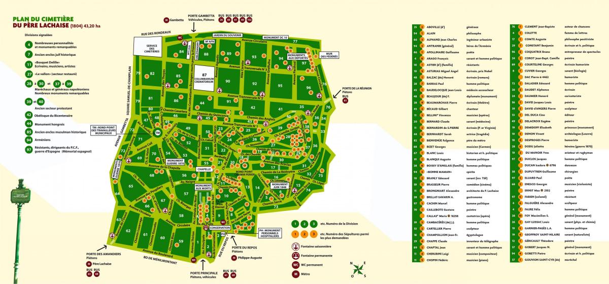 Peta dari Père-Lachaise