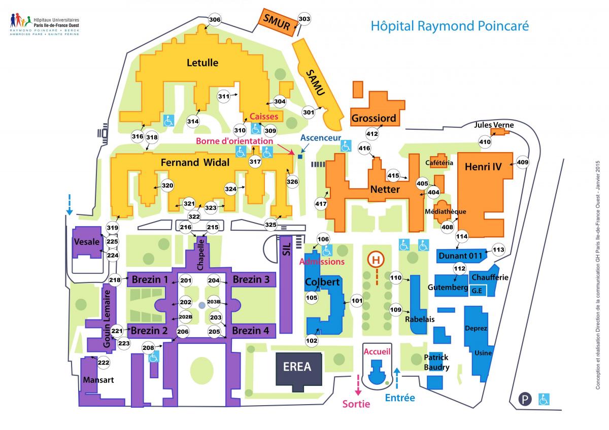 Peta dari Raymond Poincaré rumah sakit
