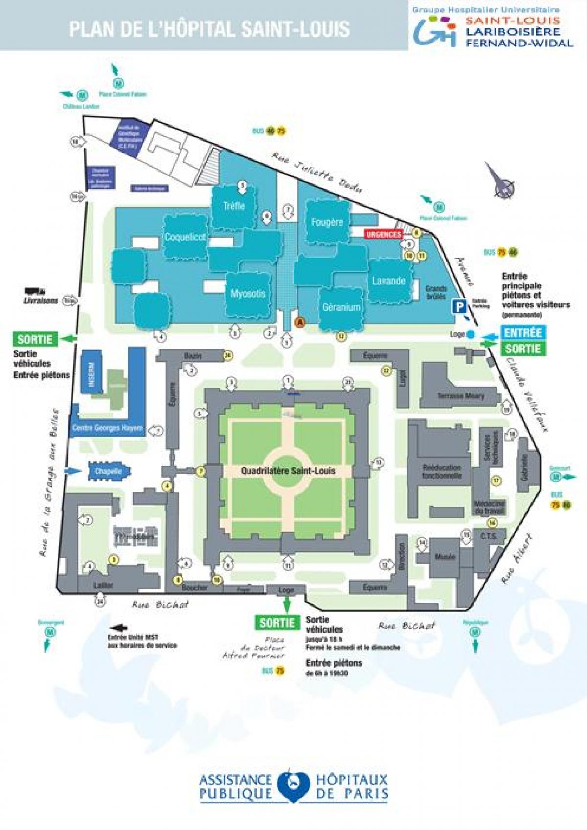 Peta dari Saint-Louis rumah sakit
