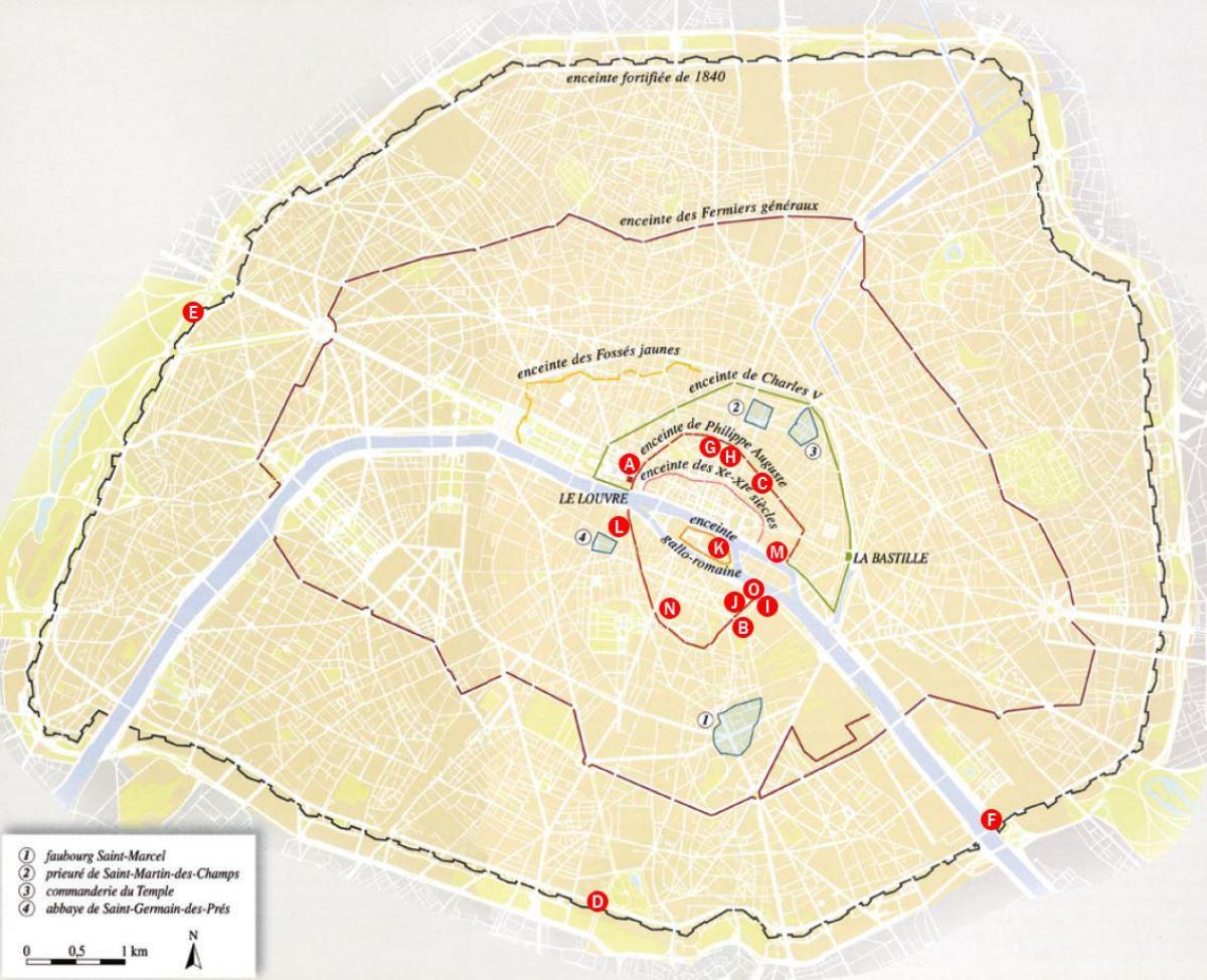 Peta dari tembok Kota Paris