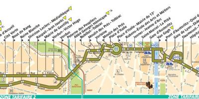 Peta dari bus Paris line 57