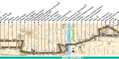 Peta dari bus Paris line 95