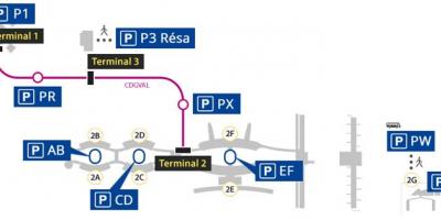 Peta dari Roissy airport parking